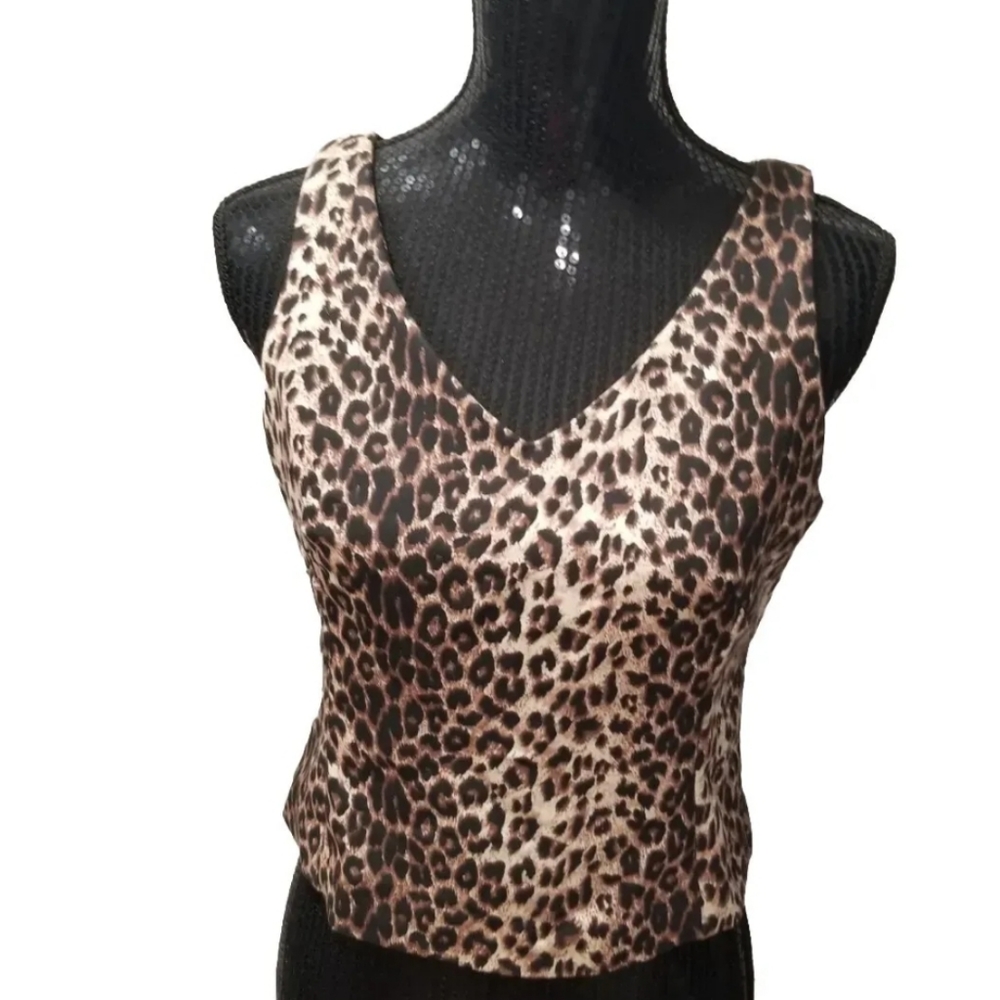 VINTAGE DANI MAX LOIS SNYDER LEOPARD TANK TOP SIZE 6 PETITE